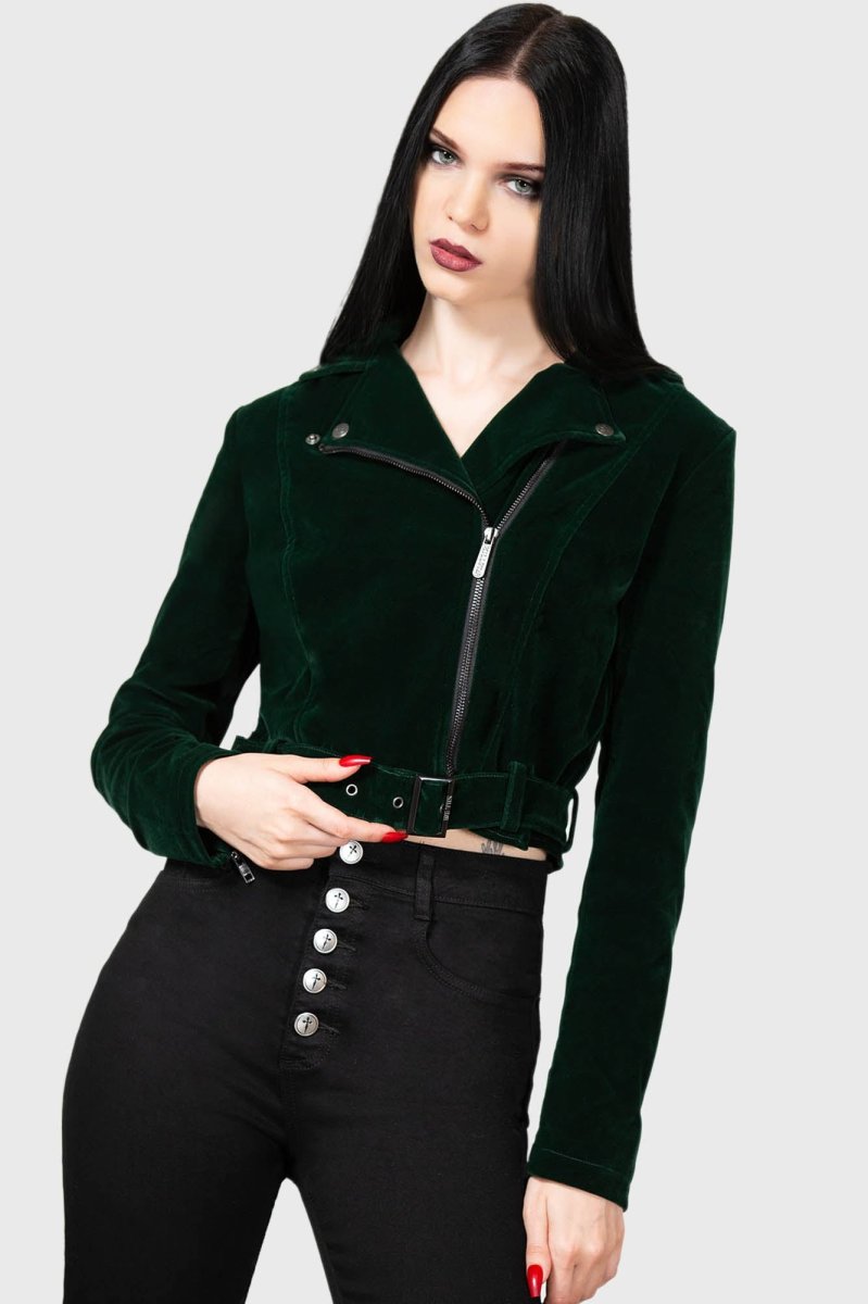 画像1: EMERALD GODDESS BIKER JACKET / Green / ライダースジャケット【KILL STAR】  (1)