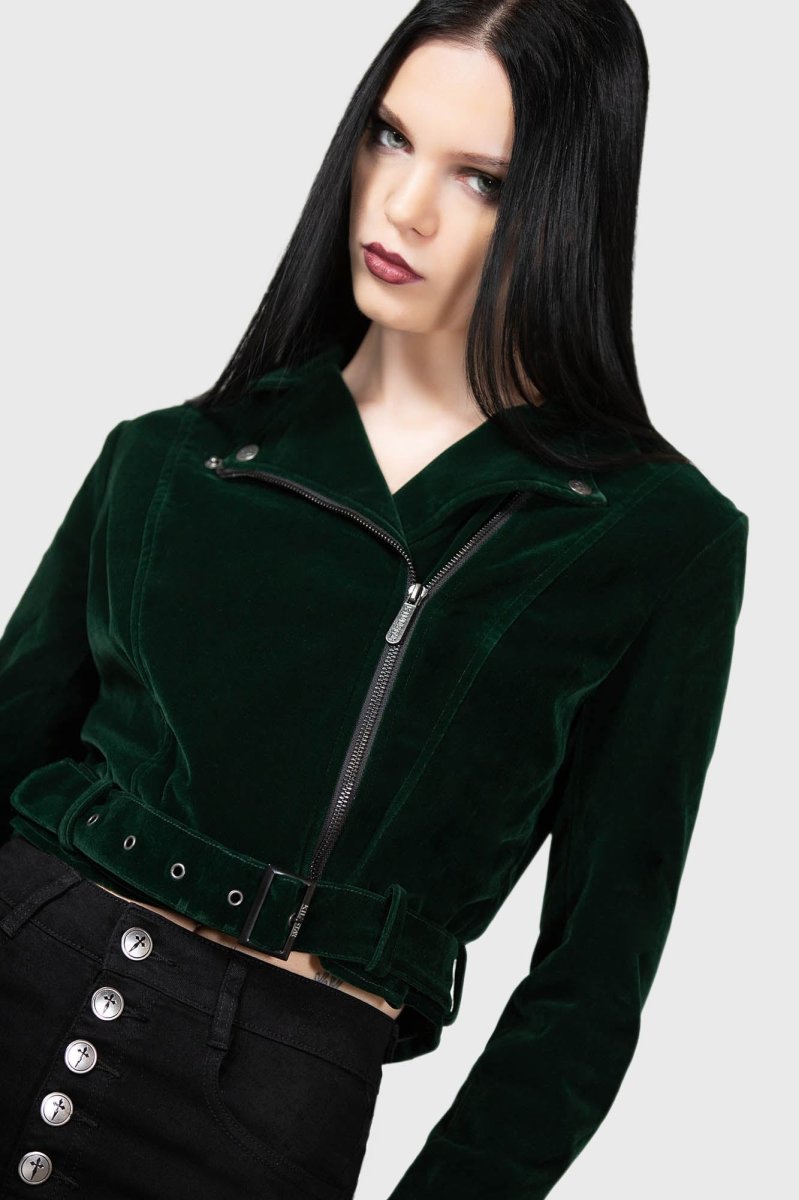 画像3: EMERALD GODDESS BIKER JACKET / Green / ライダースジャケット【KILL STAR】  (3)