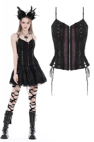 画像1: Gothic black purple lace corset / キャミトップス【DARK IN LOVE】 (1)