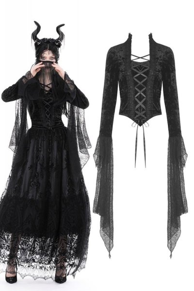 画像1: Gothic sexy lace up big sleeves top / トップス【DARK IN LOVE】 (1)