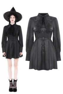 Black Gothic Mesh Patchwork Back Lace-up Dress / ワンピース