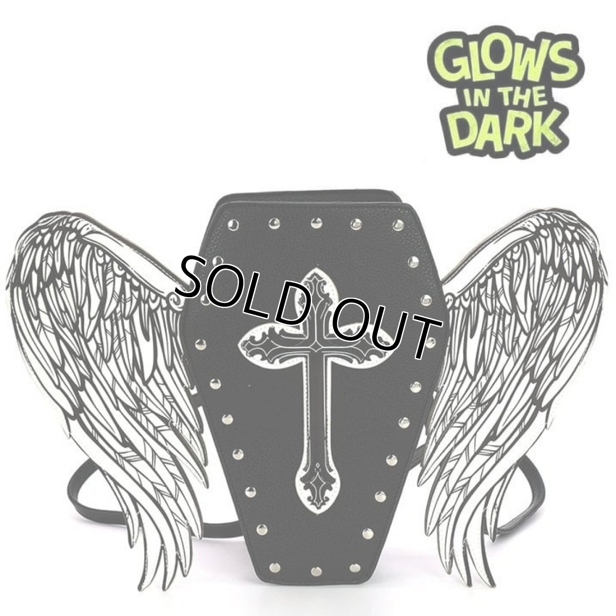 画像1: Glow In The Dark Coffin Bag W/ Angel Wings / バッグパック【SPOOKYVILLE CRITTERS】 (1)
