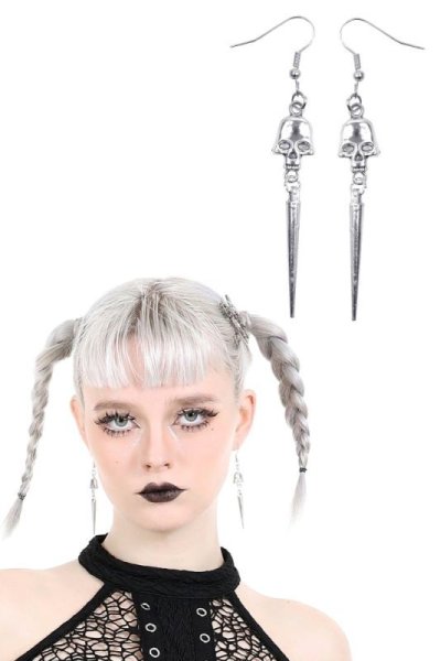 画像1: Gothic silver skull earrings / ネックレス【DARK IN LOVE】 (1)