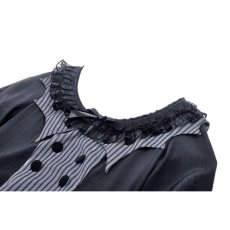 画像12: Gothic pinstripe ruffle neck academism dress / ワンピース【DARK IN LOVE】 (12)