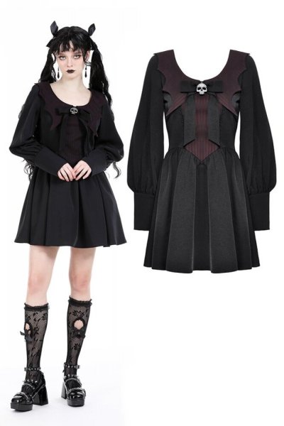 画像1: Gothic skull bat dress / ワンピース【DARK IN LOVE】 (1)