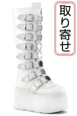 画像1: [取り寄せ]DAMNED-318 / White / 厚底ブーツ【DEMONIA】 (1)