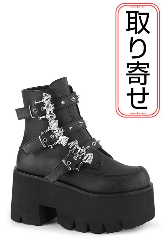 取り寄せ]ASHES-55 / black / 厚底ブーツ【DEMONIA】 | Spider