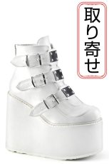 画像1: [取り寄せ]SWING-105 / White / 厚底ブーツ【DEMONIA】 (1)