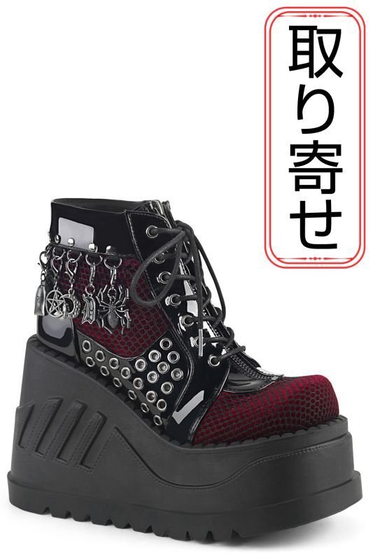 27cm　demonia ブーツ　デモニア　厚底　スニーカー　y2k lgb 取り寄せ]STOMP-18 / RED / 厚底スニーカーブーツ【DEMONIA