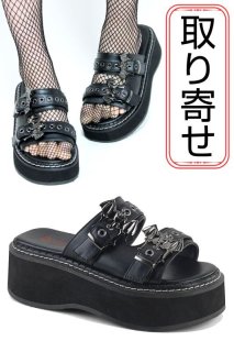 アウル　 デモニア厚底サンダル 取り寄せ]ASHES-70 / Black / 厚底サンダル【DEMONIA】 | Spider