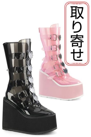 【デモニア】ロングブーツ Pleaser demonia デモニア ロングブーツ 厚底 9.5 cm ヒール 黒