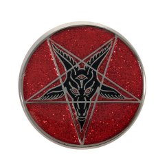 画像1: Glitter Goat Baphomet Enamel Pin Badge / Red / ピン【KREEPSVILLE 666】 (1)