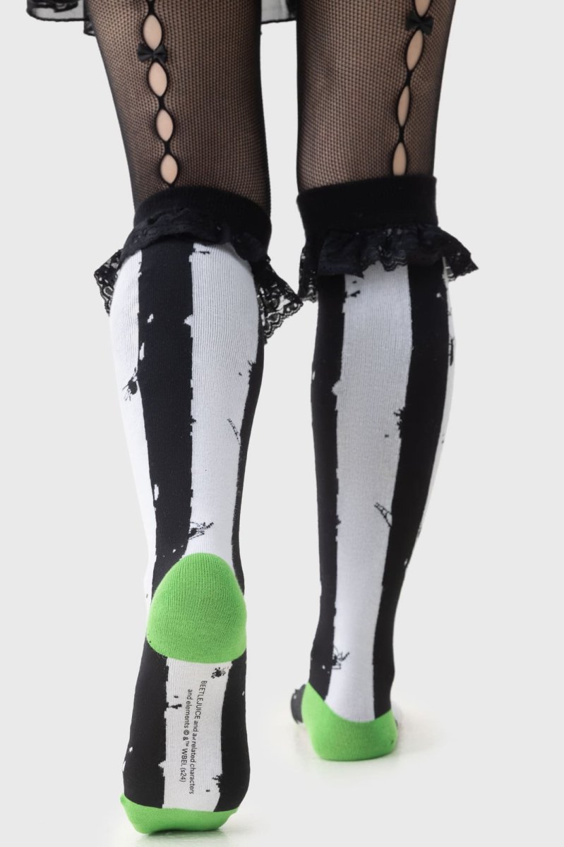 画像3: 🔥SALE🔥Distressed Stripe Knee High Socks / ニーハイソックス【KILL STARxBEETLEJUICE】 (3)