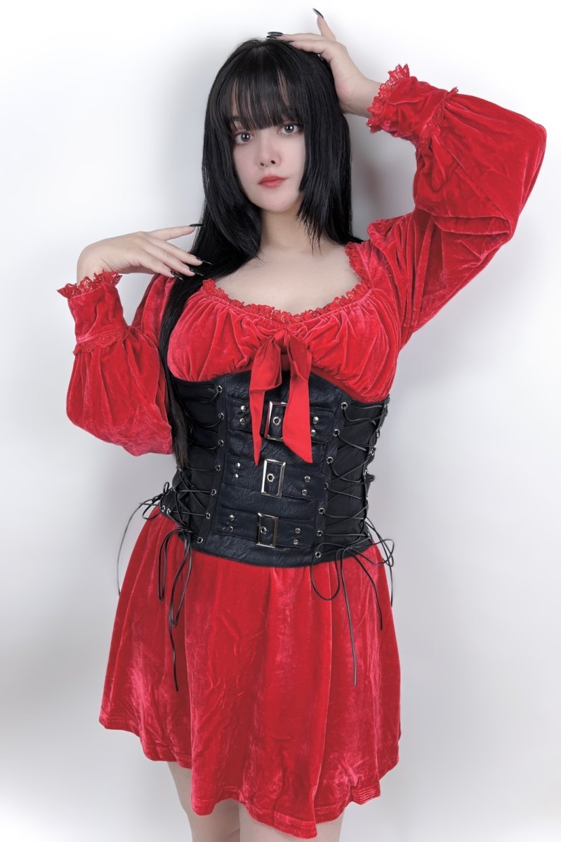 画像3: 🔥SALE🔥Dark heavy metal leather underbust corset / ウエストベルト【DARK IN LOVE】 (3)
