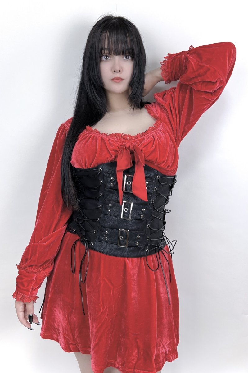 画像2: 🔥SALE🔥Dark heavy metal leather underbust corset / ウエストベルト【DARK IN LOVE】 (2)