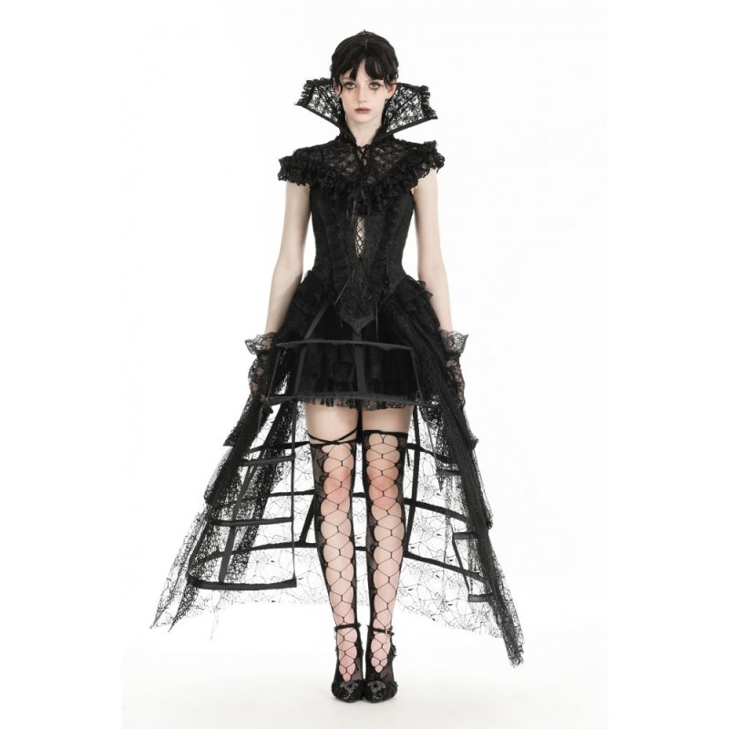 ２点セット　ロージーモンスター フラワードットキルティングケープ　ブラック Gothic queen stand-up collar lace cape / ケープ【DARK IN LOVE