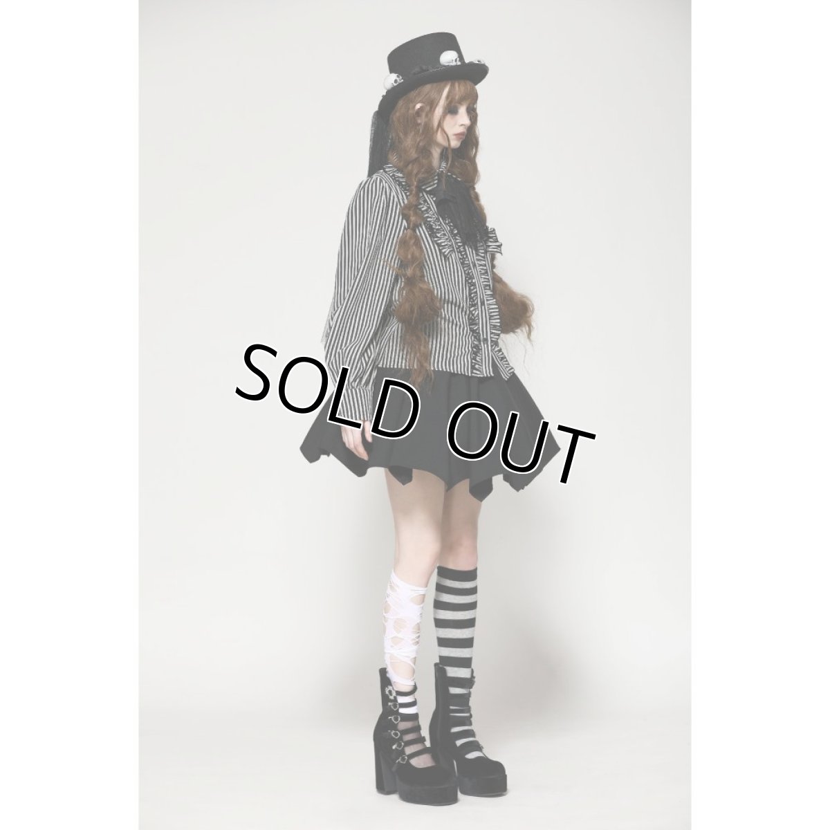 画像4: Dark lolita striped skull blouse / ブラウス【DARK IN LOVE】 (4)