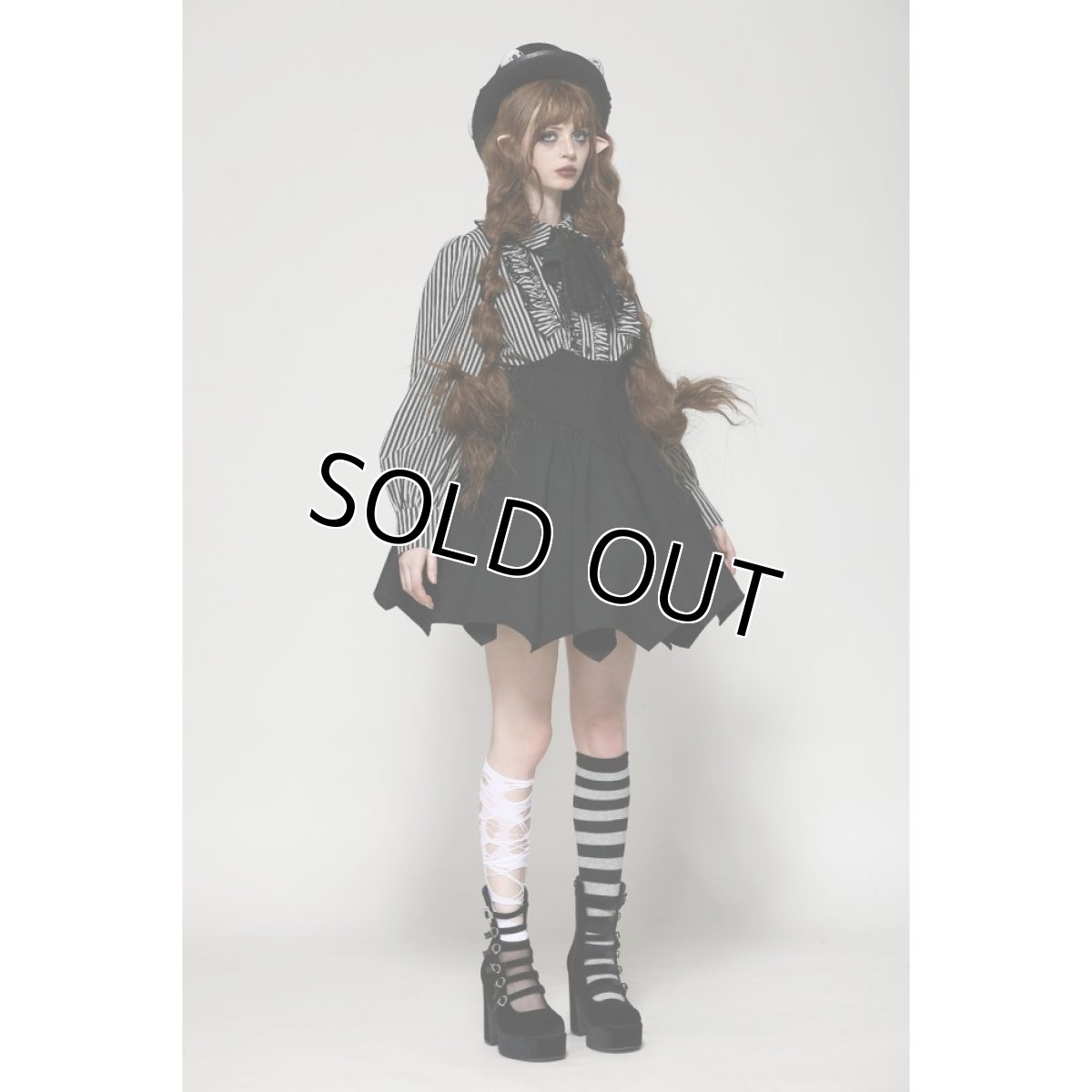 画像8: Dark lolita striped skull blouse / ブラウス【DARK IN LOVE】 (8)