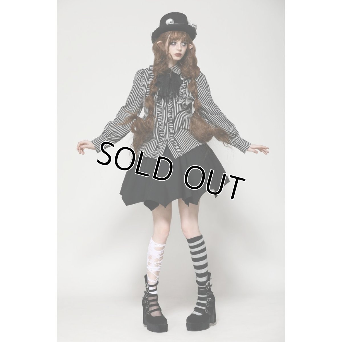 画像7: Dark lolita striped skull blouse / ブラウス【DARK IN LOVE】 (7)