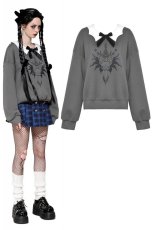 画像2: 🔥SALE🔥Gray bat print academy style pullover sweatshirt / トップス【DARK IN LOVE】 (2)