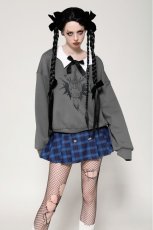 画像1: 🔥SALE🔥Gray bat print academy style pullover sweatshirt / トップス【DARK IN LOVE】 (1)