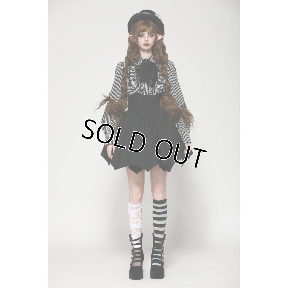 画像3: Dark lolita striped skull blouse / ブラウス【DARK IN LOVE】 (3)