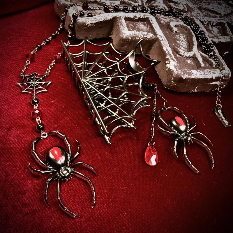 Black Widow Spider Rosary Charm Necklace / ロザリオネックレス