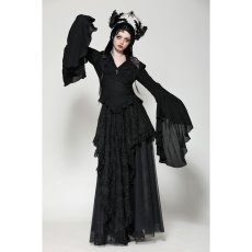画像4: Black classic bell sleeve v-neck top / トップス【DARK IN LOVE】 (4)