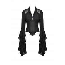 画像2: Black classic bell sleeve v-neck top / トップス【DARK IN LOVE】 (2)
