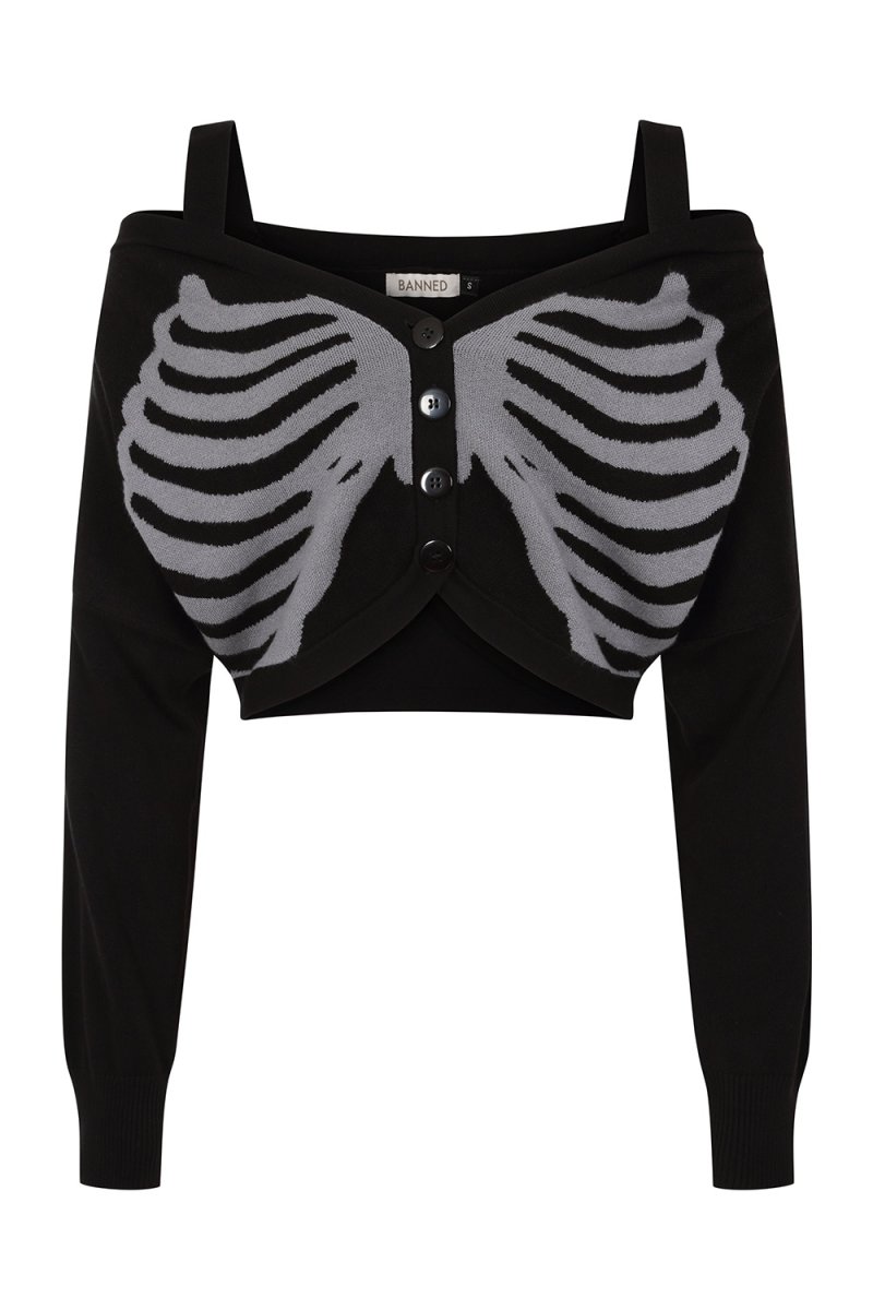 画像1: Black LIGEIA KNITTED CARDIGAN / カーディガン【Banned Apparel】 (1)