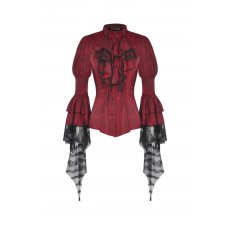 画像2: Gothic red inferno distressed frilly blouse / トップス【DARK IN LOVE】 (2)