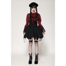 画像9: Gothic red inferno distressed frilly blouse / トップス【DARK IN LOVE】 (9)