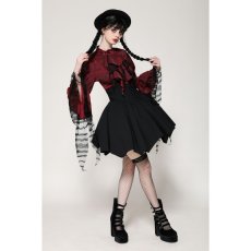 画像8: Gothic red inferno distressed frilly blouse / トップス【DARK IN LOVE】 (8)