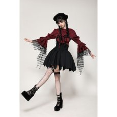 画像6: Gothic red inferno distressed frilly blouse / トップス【DARK IN LOVE】 (6)