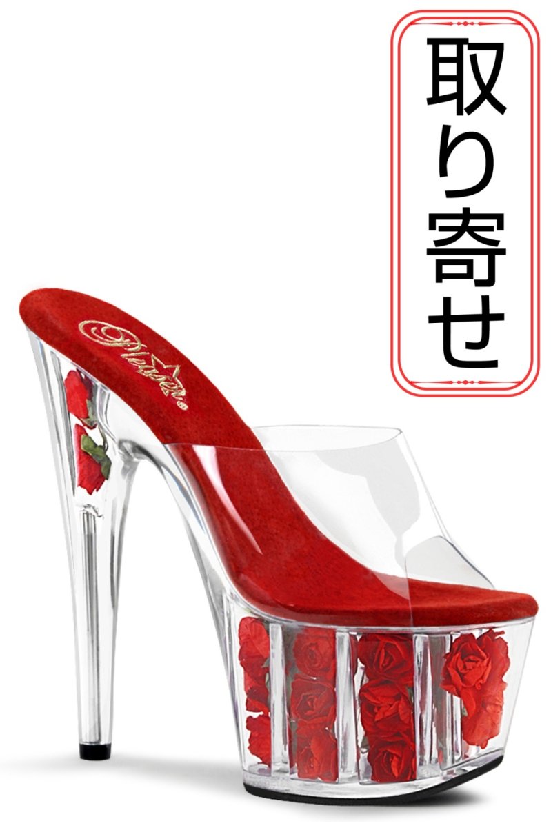 画像1: [取り寄せ]ADORE-701FL / Red / ミュール / クリアローズサンダル【Pleaser】 (1)