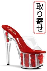 画像1: [取り寄せ]ADORE-701FL / Red / ミュール / クリアローズサンダル【Pleaser】 (1)