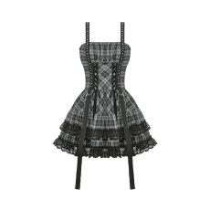 画像2: Punk Grey Plaid Metal Studded Dress / ワンピース【DARK IN LOVE】 (2)