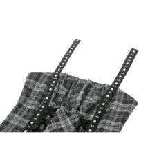 画像9: Punk Grey Plaid Metal Studded Dress / ワンピース【DARK IN LOVE】 (9)