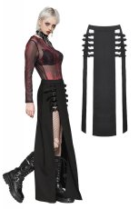 画像1: Punk Black Slit Metal Long Skirt / スカート【DARK IN LOVE】 (1)