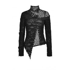 画像2: Punk locomotive shredded asymmetric sexy top / トップス【DARK IN LOVE】 (2)