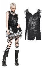 画像1: Black Distressed Graphic Tank Top / トップス【DARK IN LOVE】 (1)