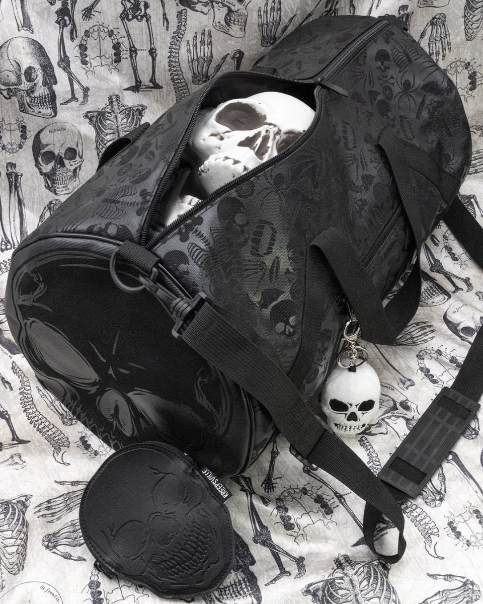 画像7: Skull Black Barrel Bag / ボストンバッグ【KREEPSVILLE 666】 (7)