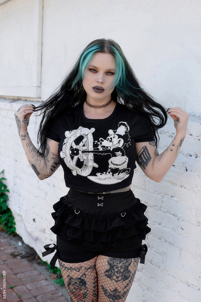 画像5: Steamboat Willie Mickey Zombie / クロップ丈 / Tシャツ【VampireFreaks】 (5)