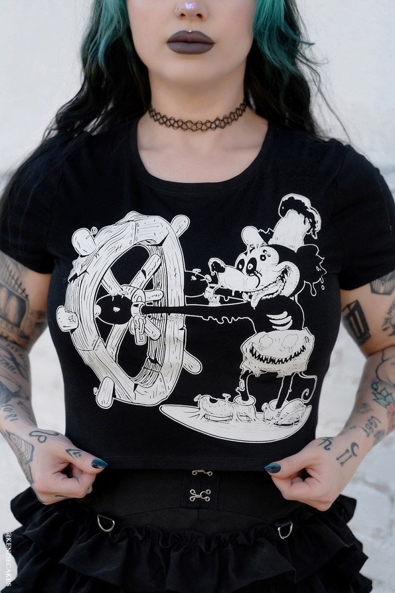 画像4: Steamboat Willie Mickey Zombie / クロップ丈 / Tシャツ【VampireFreaks】 (4)