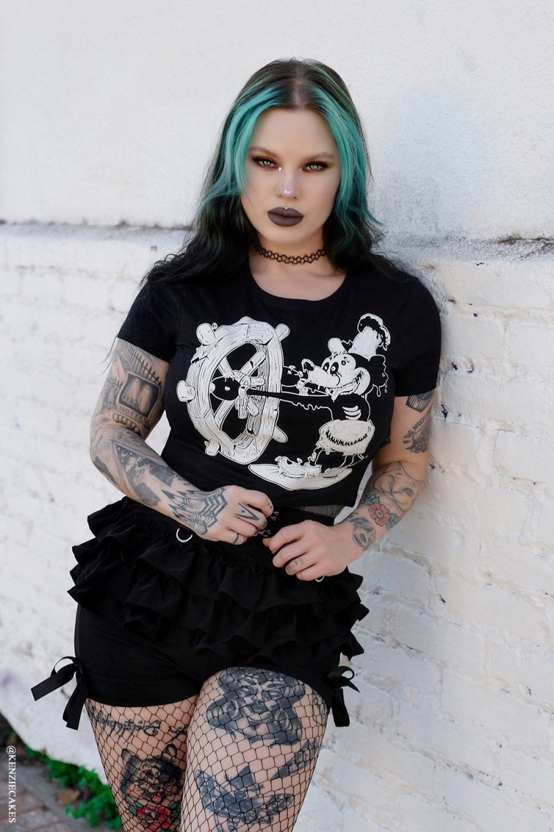 画像7: Steamboat Willie Mickey Zombie / クロップ丈 / Tシャツ【VampireFreaks】 (7)