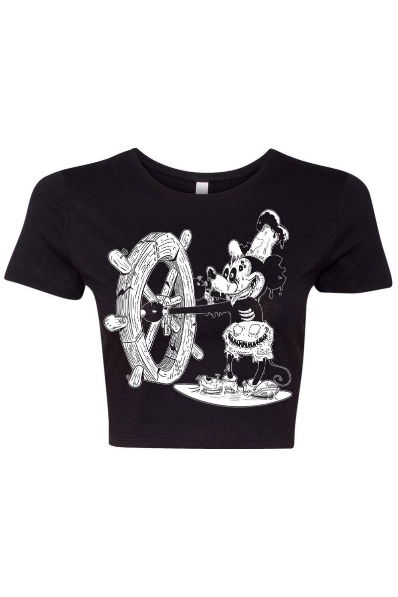 画像2: Steamboat Willie Mickey Zombie / クロップ丈 / Tシャツ【VampireFreaks】 (2)