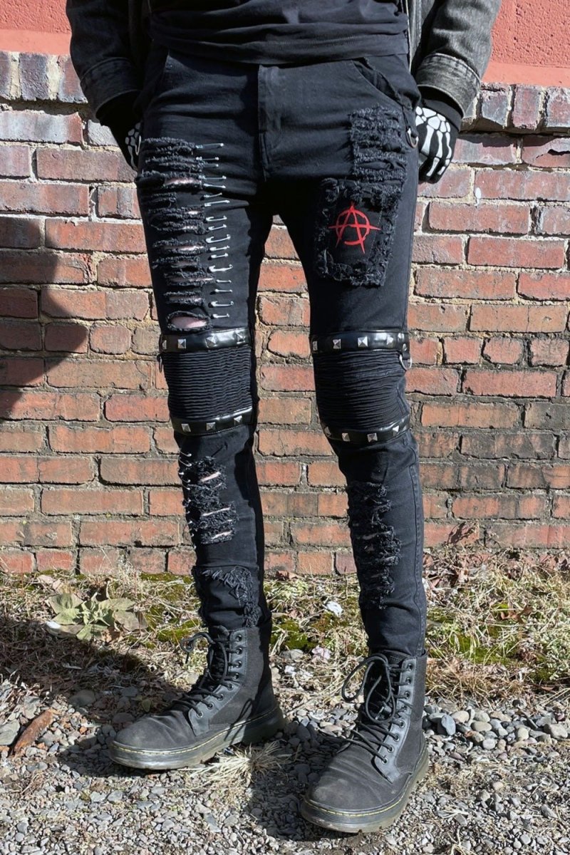 画像15: Annihilate Safety Pin Studded Pants / パンツ【VampireFreaks】 (15)