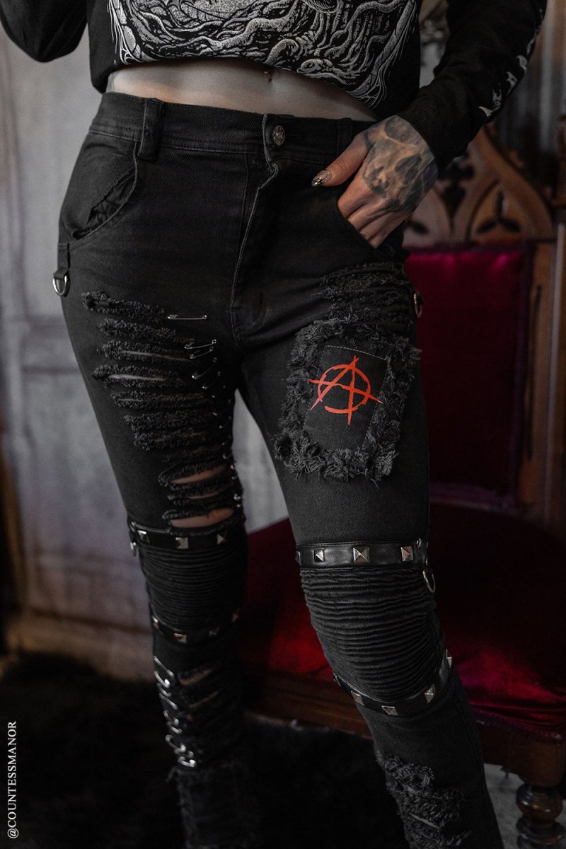 画像1: Annihilate Safety Pin Studded Pants / パンツ【VampireFreaks】 (1)