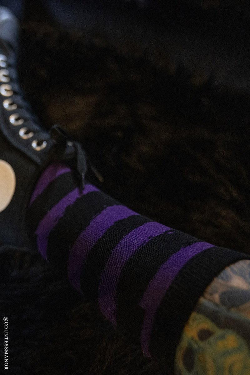 画像5: Creepy Crew Socks / Purple x Black Stripes / ソックス【VampireFreaks】 (5)