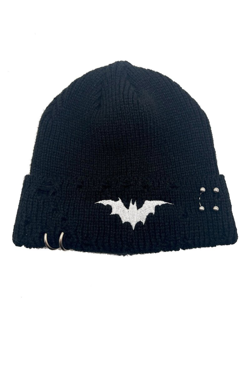 画像10: Distressed Pierced Beanie / White Bat / ビーニー【VampireFreaks】 (10)
